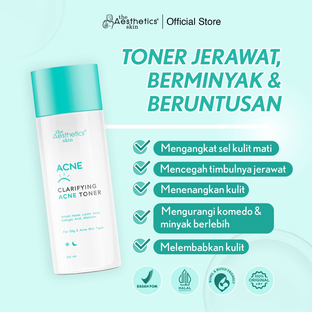 The Aesthetics Skin Clarifying Acne Toner 100ml | Toner Jerawat, Berminyak dan Beruntusan | Menguran
