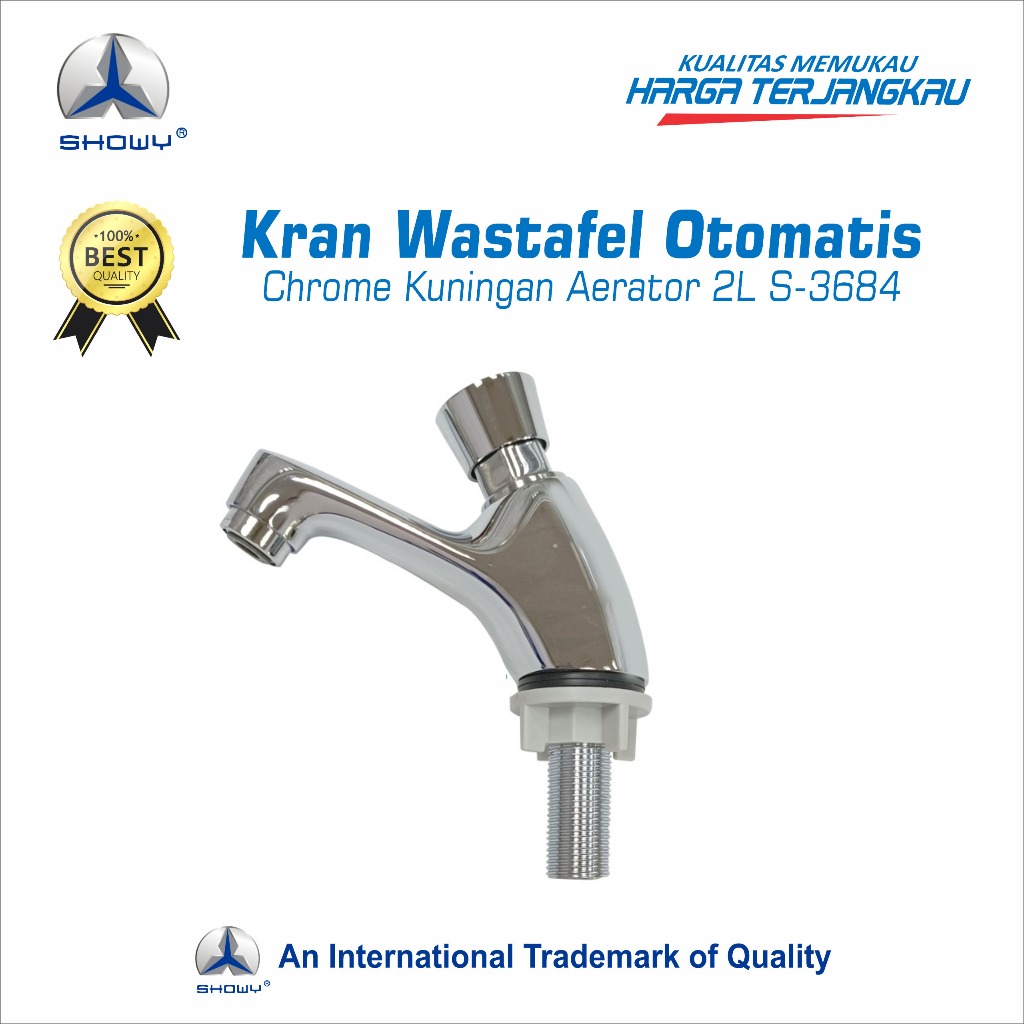 SHOWY Kran Wastafel Otomatis Chrome Kuningan Aerator 2L S-3684