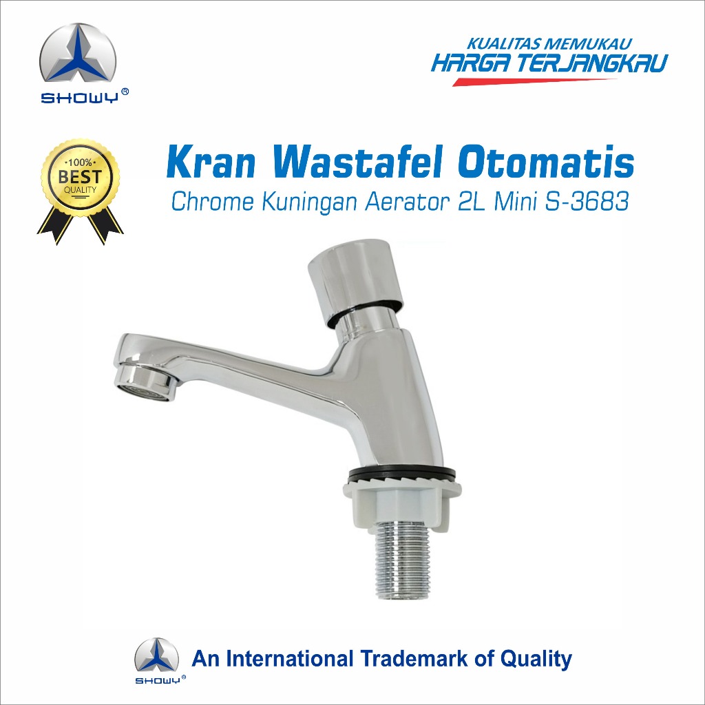 SHOWY Kran Wastafel Otomatis Chrome Kuningan Aerator 2L Mini S-3683