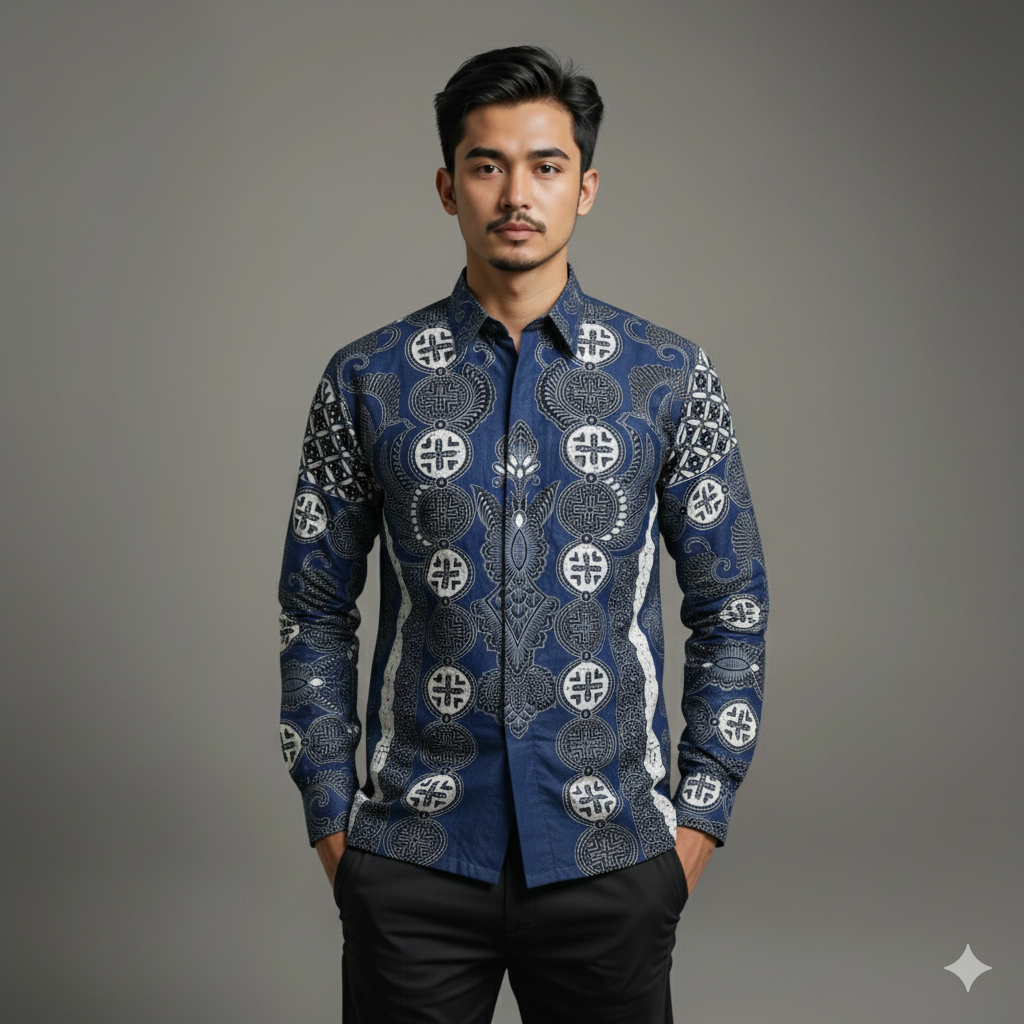 Kemeja Batik Pria Baju Lengan Panjang Slimfit Lapis Furing Batik Cinarita 0247 Bahan Katun Premium E