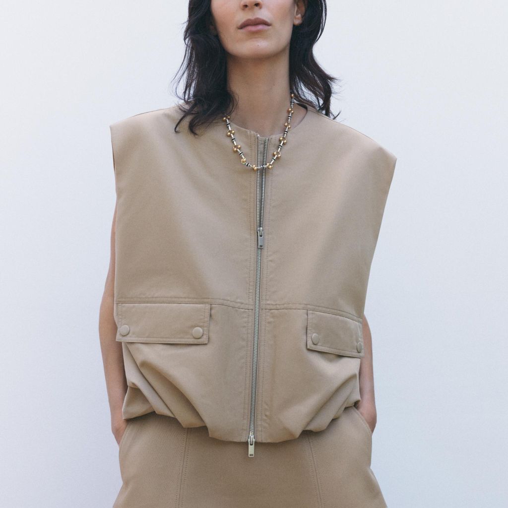 Preloved Zara Oversized Waist Coat - Beige