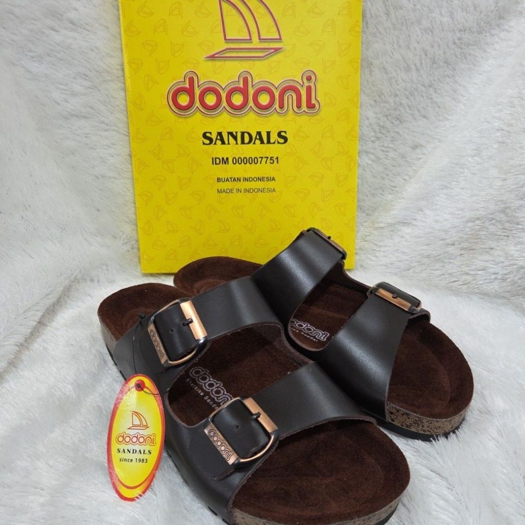 ASLI - Sandal pria dewasa dodoni kulit asli hitam dan coklat BU 328