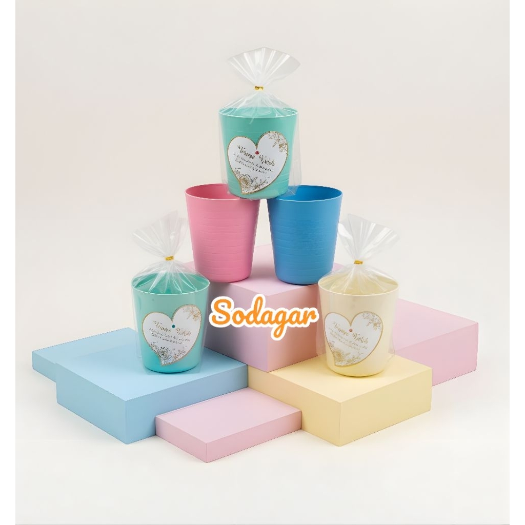 (isi 50 ) Souvenir Pernikahan Gelas Kemasan plastik/souvenir ulang tahun khitanan gelas plastik kema