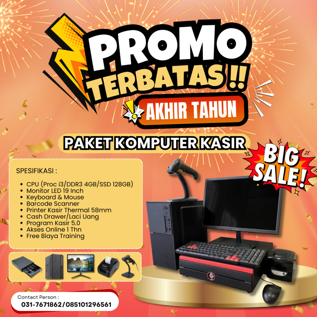 PAKET KOMPUTER KASIR | SET KOMPUTER KASIR LENGKAP BUAT TOKO | SET KOMPUTER KASIR | SET KOMPUTER KASI