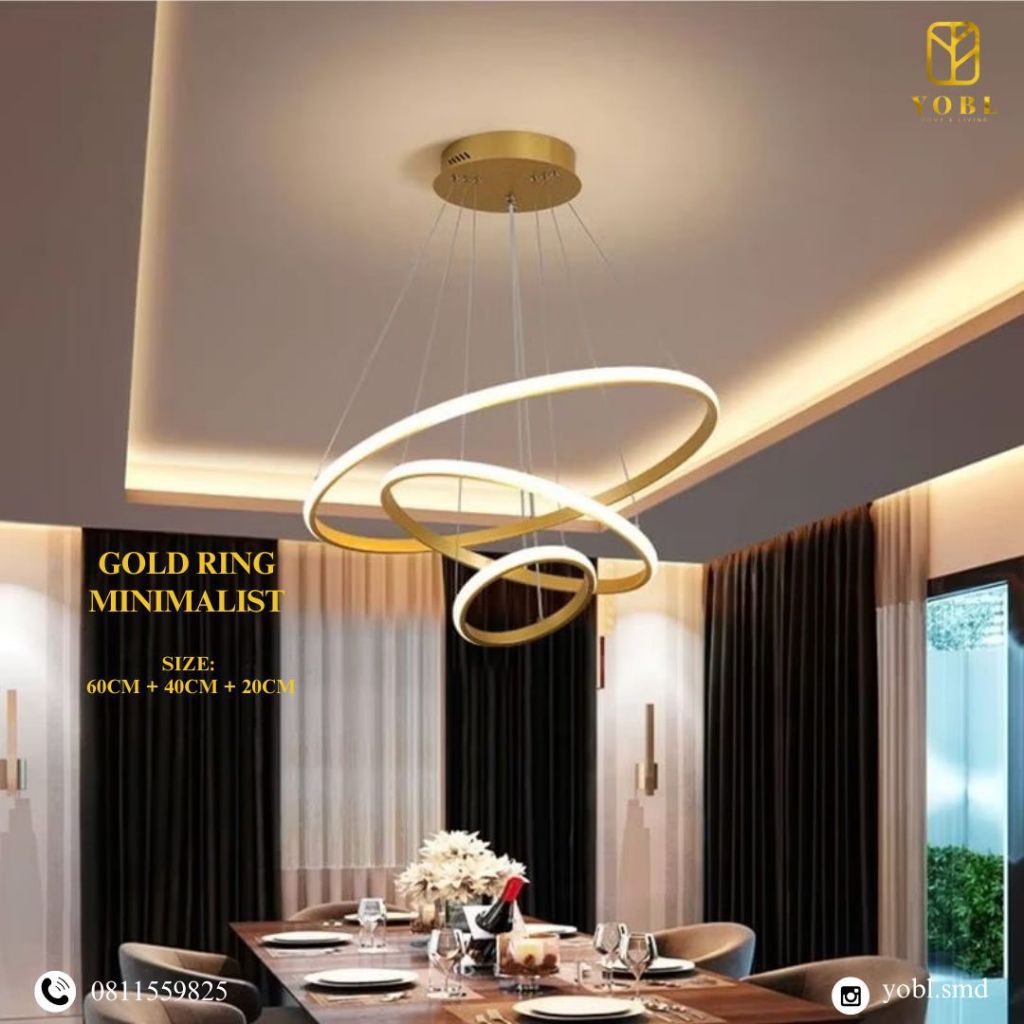 Lampu Hias Gantung Ring Minimalis Gold