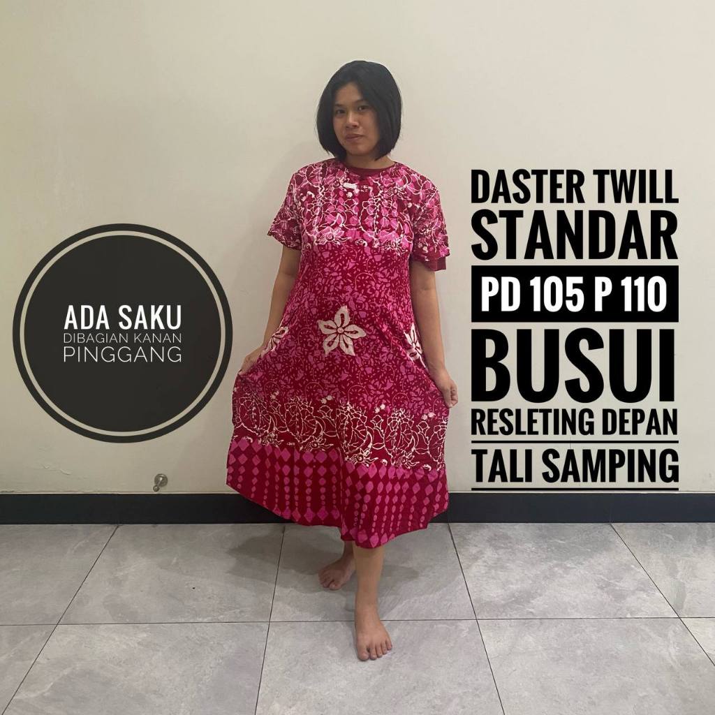 Daster Dewasa Wanita Cewek Modern Kekinian Terbaru Twill Ori Pekalongan Busui Friendly Resleting Dep