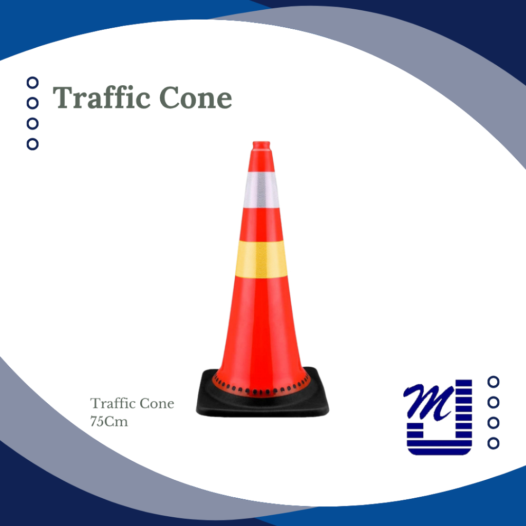 Safety Traffic Cone Rubber/Kerucut Lalu Lintas Karet 75 cm Reflector untuk Pengaturan Lalu Lintas