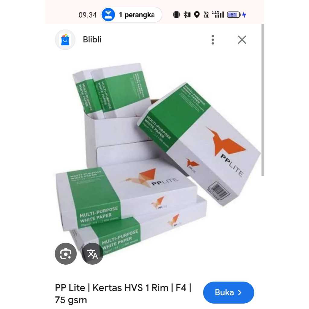 Kertas Fotocopy/HVS/F4 PP LITE 75 GRAM