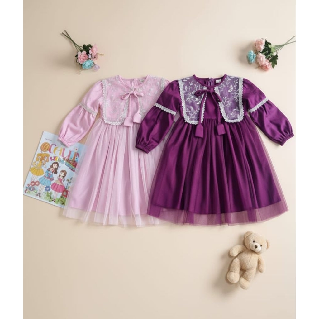 NCC - 1-6 tahun Gamis Panjang anak Perempuan SHANUM Baju Muslim anak Cewek Gamis Renda