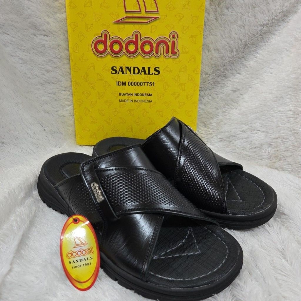 ASLI - Sandal pria dewasa asli kulit dodoni PB 986 Black