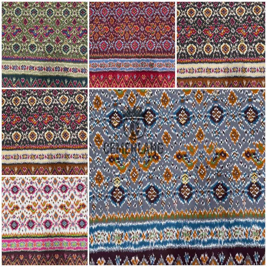 Bahan Kain Jumputan Katun Blongsong Prada Emas Printing Premium Palembang