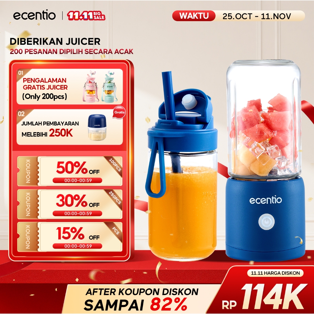 ecentio blender portable kapsul 2 Kaca Gelas juicer buah tanpa ampas 10 blender jus buah hand