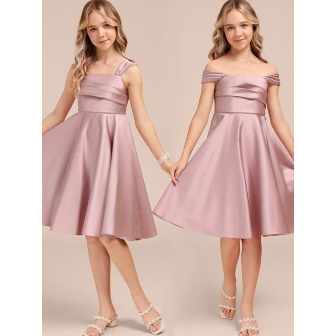 GAUN MINI SATIN VELVET GAUN NATAL MEWAH DAN ELEGAN GAUN ANAK PEREMPUAN KEKINIAN MK039