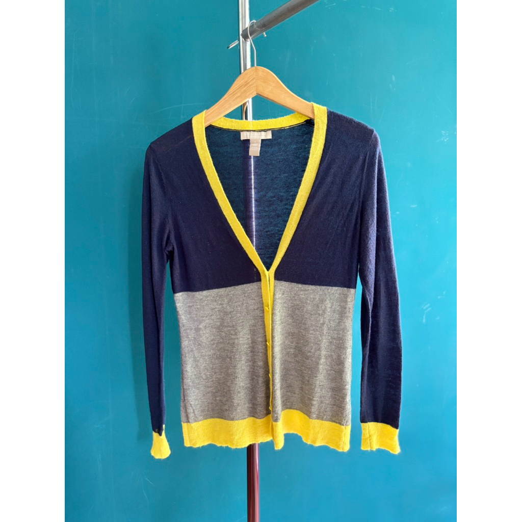 Cardigan tipis 5 navy abu kuning color block cewek Rajut Knit Korea Style Outer Lembut cardigan adem