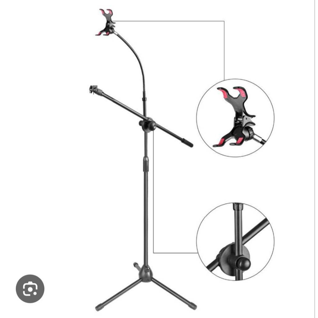 Stand mic Tinggi + dudukan hp + dudukan mic