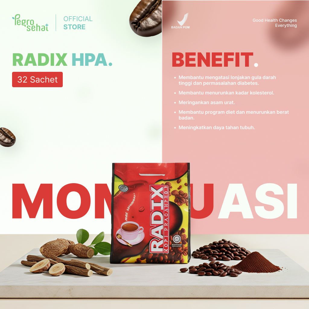 Kopi Radix Hpa Original isi 32 Sachet Malaysia / Kopi Radix HPA Malaysia Asli