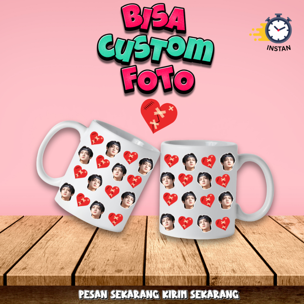 GELAS MUG CUSTOM WAJAH MUKA AESTHETIC / CUSTOM MUG / CETAK MUG TANPA MINIMAL ORDER LANGSUNG JADI