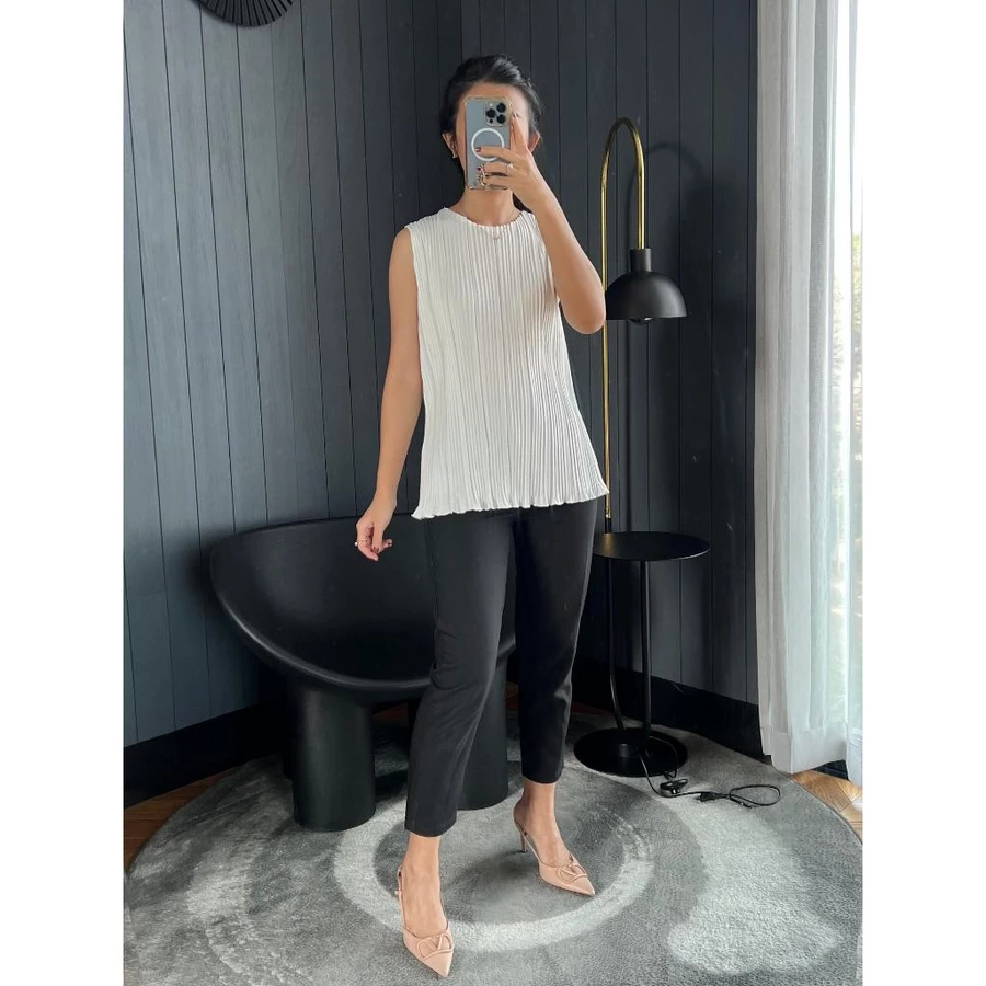 Atasan Plisket BB Wavy Tanpa Lengan / Baju Plisket / Tanktop Plisket / Pleated Top