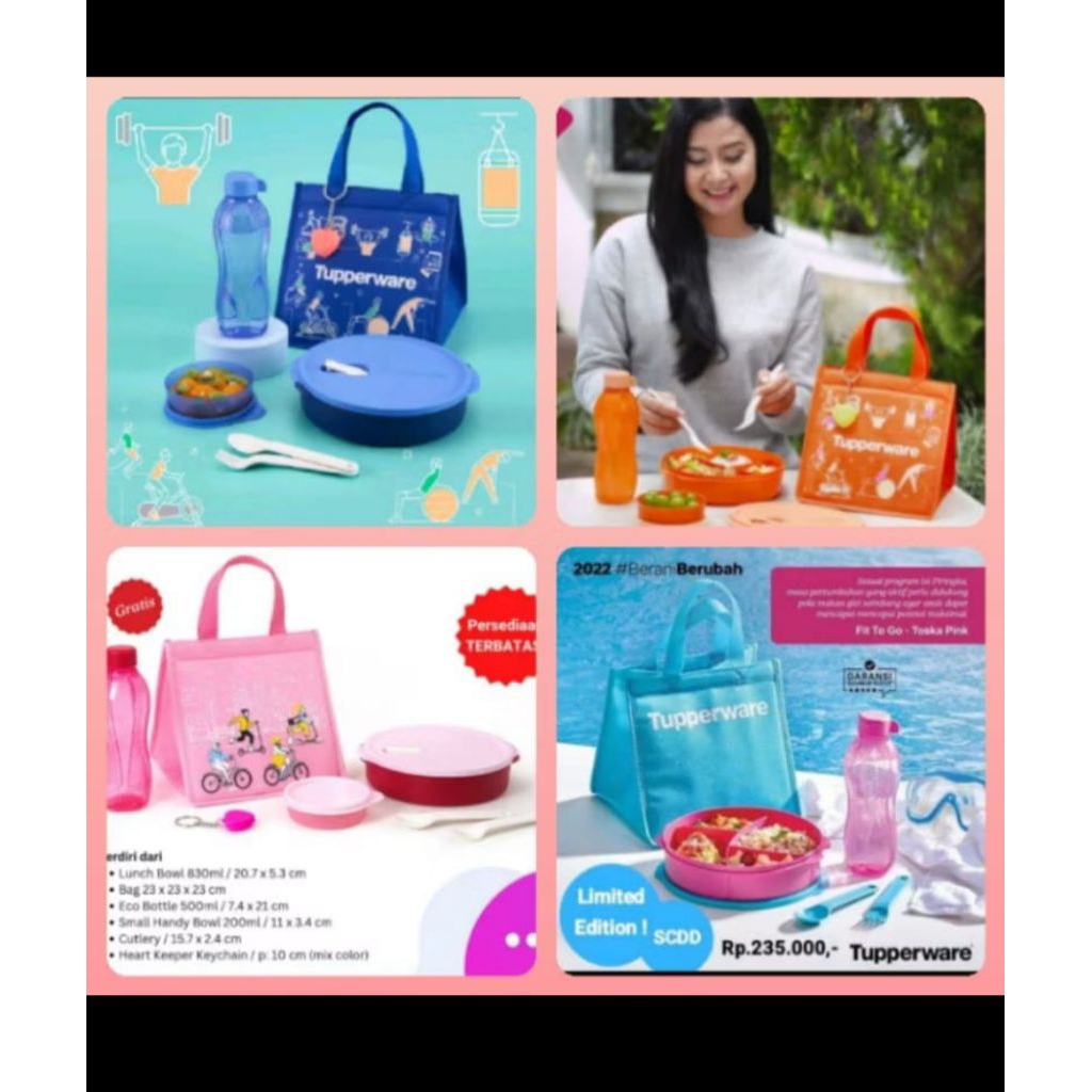 Fit go lunch tempat bekal set makan Tupperware