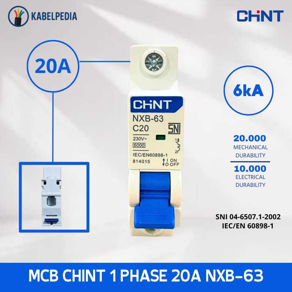 MCB CHINT 1P 20A - Breaker Otomatis Pelindung arus listrik