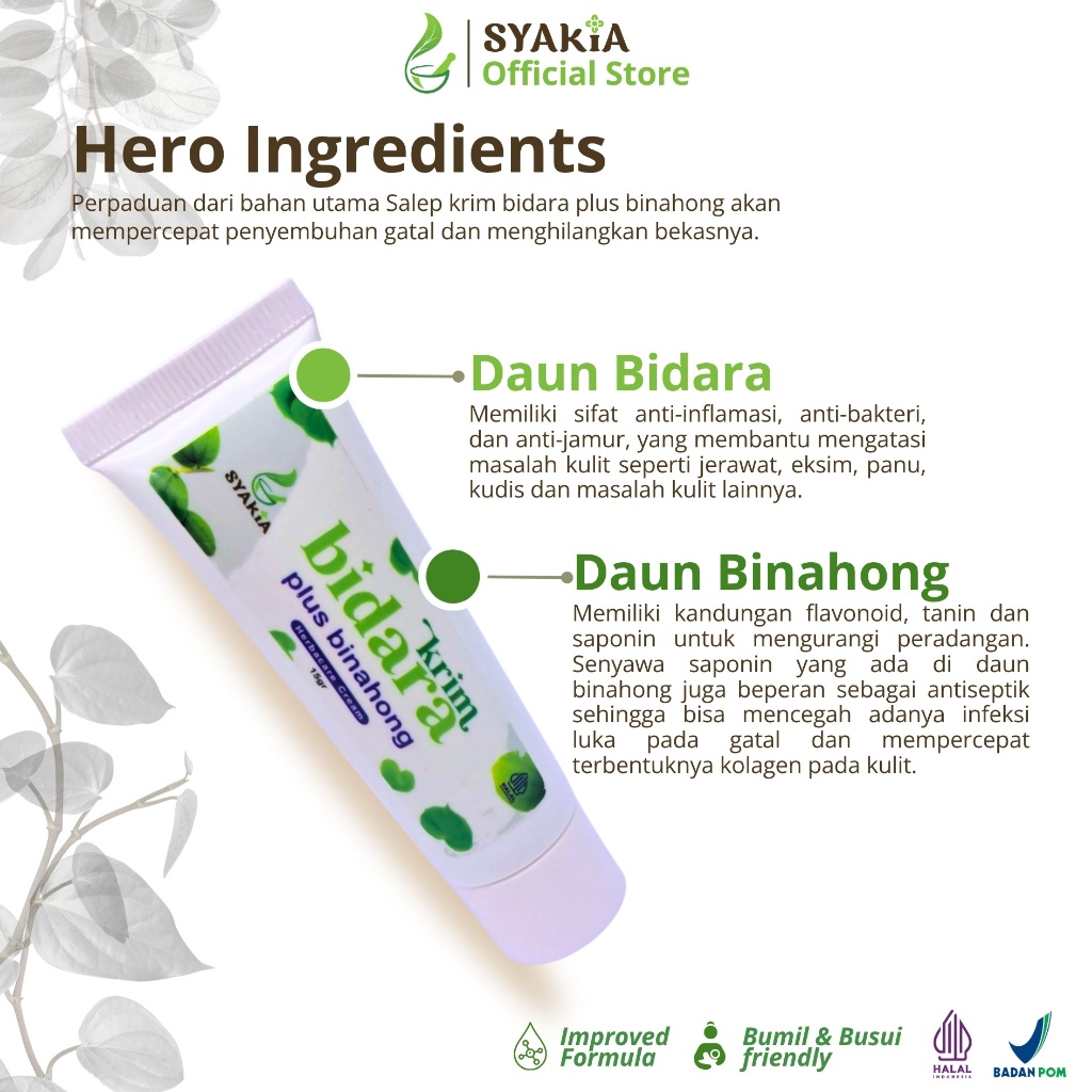 SYAKIA Salep Krim Bidara plus Binahong Original | Salep Gatal Herbacare Cream
