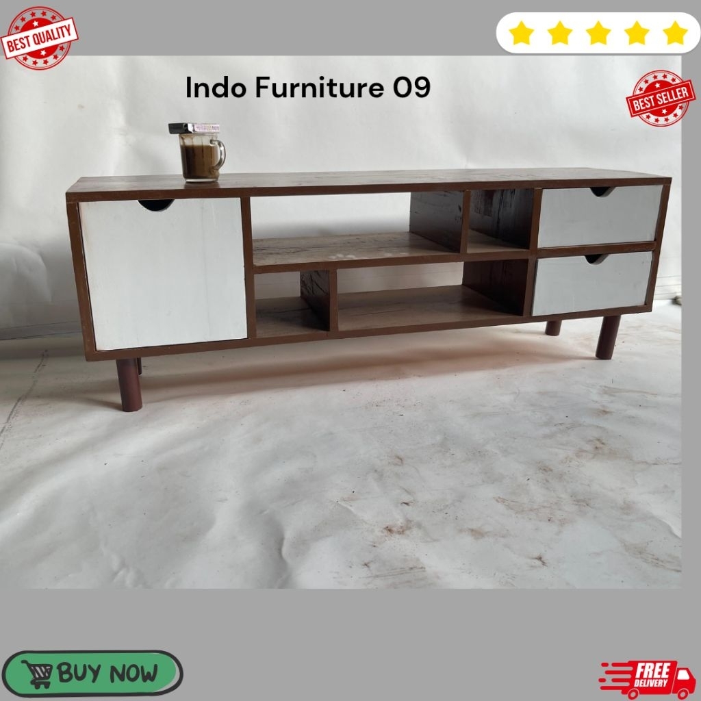 meja tv kayu mahoni minimalis ukuran 160cm