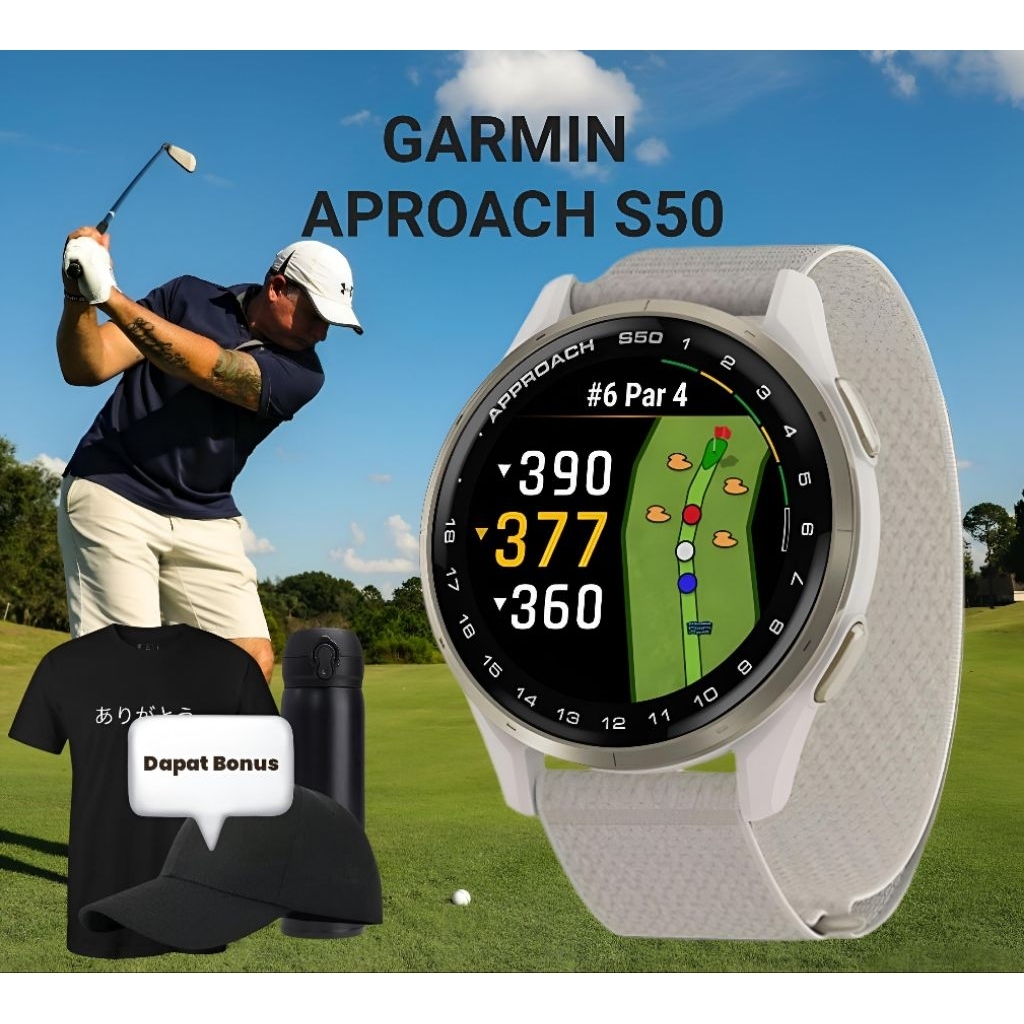 Jam tangan Garmin Approach S50 Golf 43mm Cream Gold/ Ivory jam tangan Smartwatch garmin approach s50