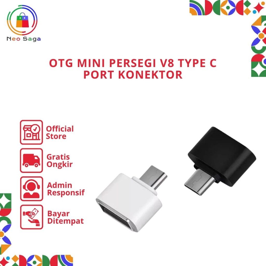 OTG MINI PERSEGI V8 Type C Port Konektor Non Cable USB TYPE C OTG