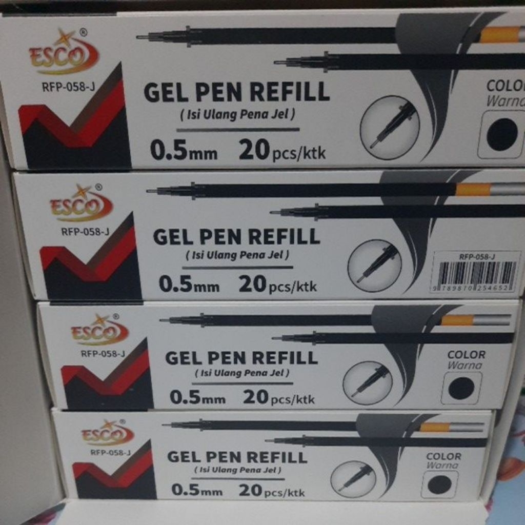 Refil pena gel/gel pen refill ESCO atau STATION.1 ST1-SERIES ATAU Stark ST-9025 tinta hitam 1pak isi