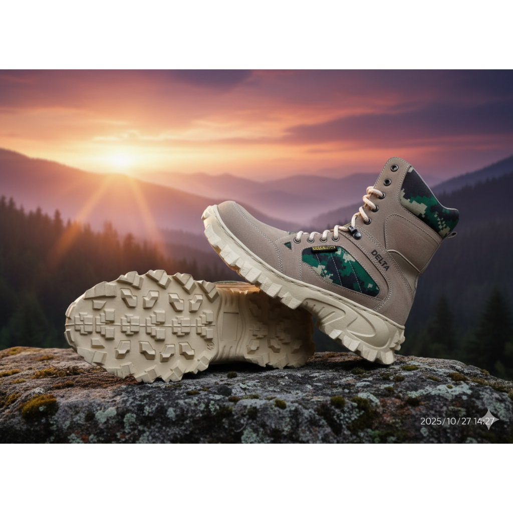 SEPATU PRIA DELTA TACTICAL HIGH ARMY LORENG BOT SAFETY CREAM