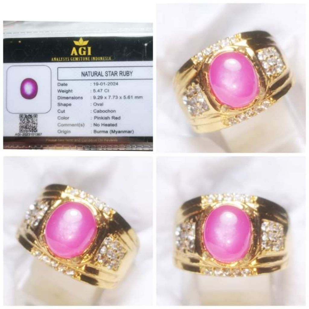 Natural Star Ruby Burma Pinkish Red Mewah