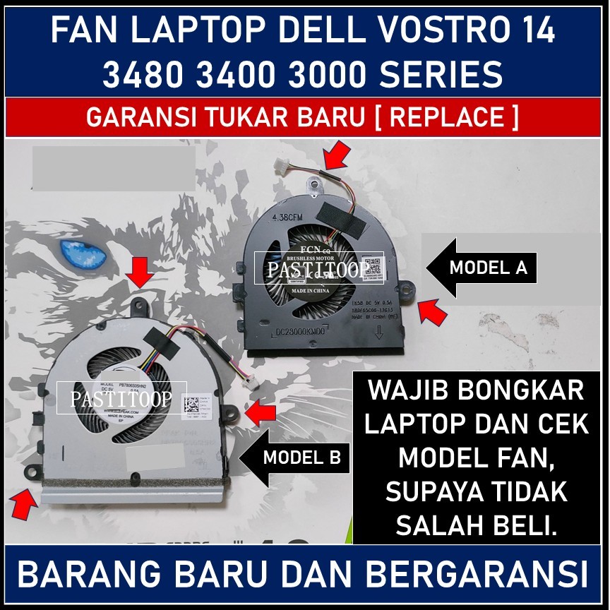 Fan kipas laptop Dell Vostro 14 3480 3400 3000 Series