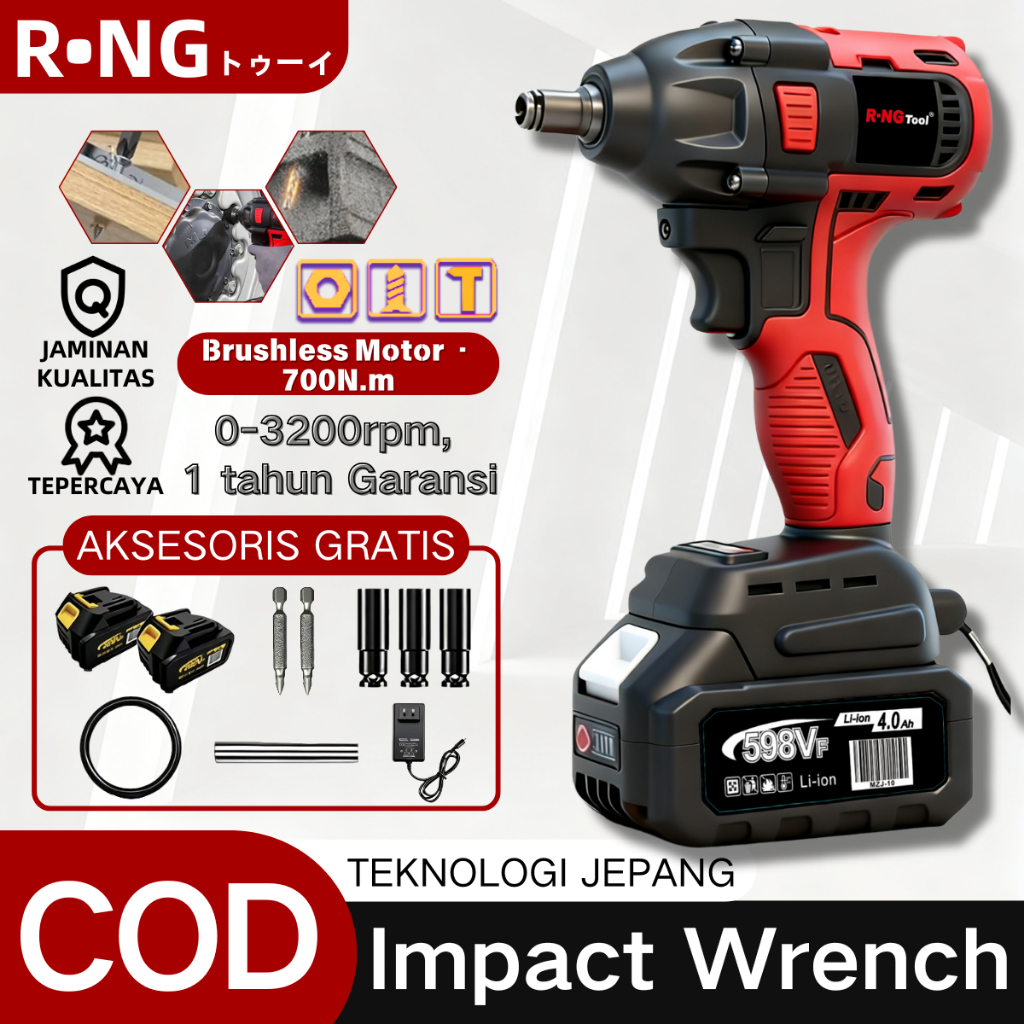 700 N/M impact wrench mesin impact kunci impact cordless impact impact baterai impact pembuka baut