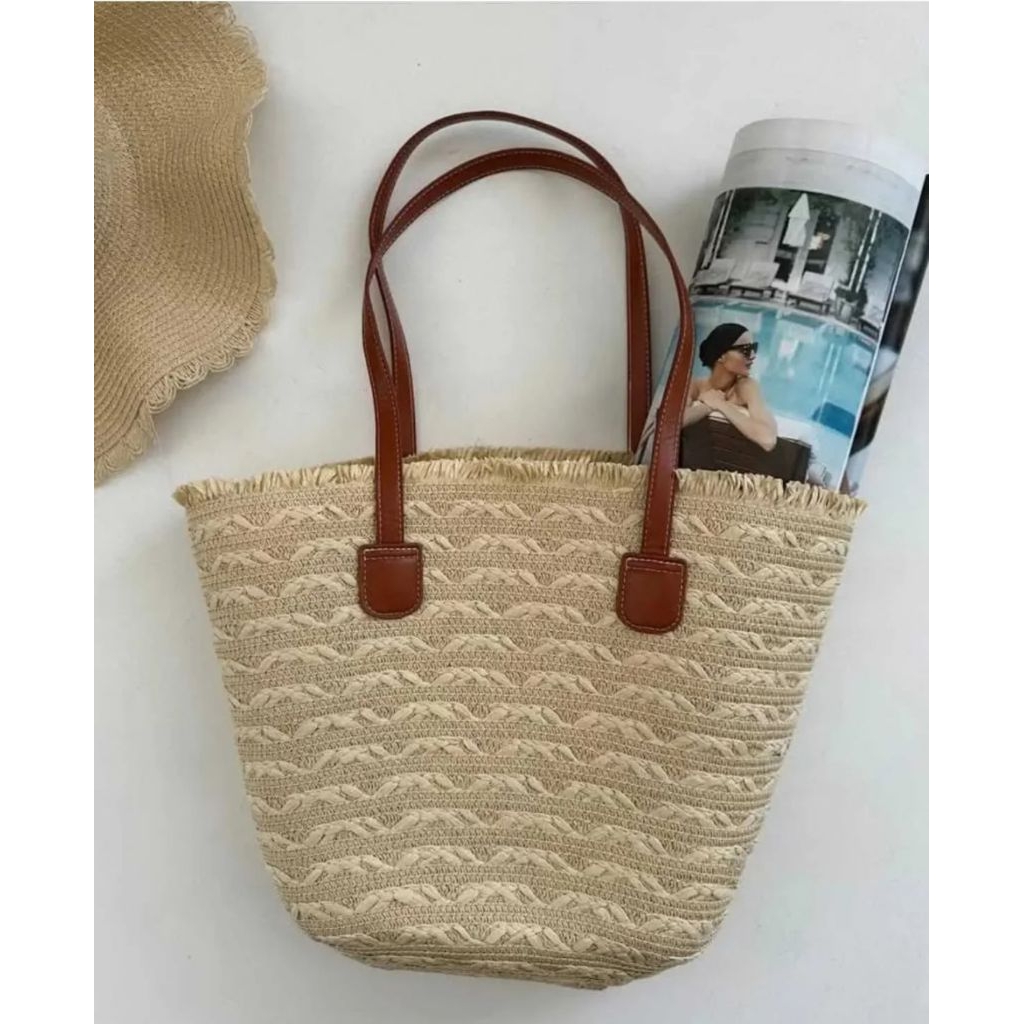 tas wanita shoulder bag seagrass bag straw bag summer bag tas pantai tas fashion wanita tas wanita c