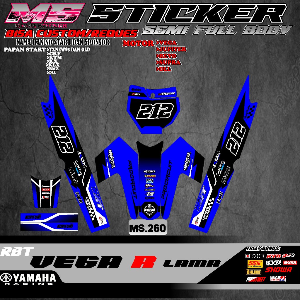 COD Sticker STRIPING RBT MOTOR VEGA R LAMA SEMI FULL BODY MOTOR  SUPERMOTO RBT TERVIRAL TERKECE MS V
