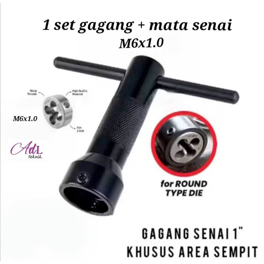 Gagang Senai Handle Senay 1"25mm Set Mata Senai Seney drat luar M6x1.0 GRIP ON