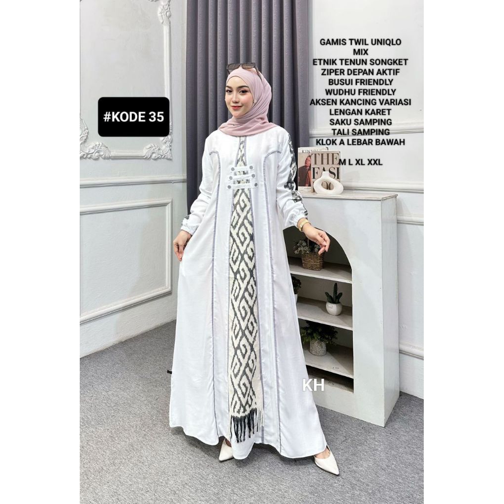 GAMIS TWIL UNIQNO ORI MIX ETNIK TENUN TROSO, BUSUI ,WUDHU FRIENDLY //