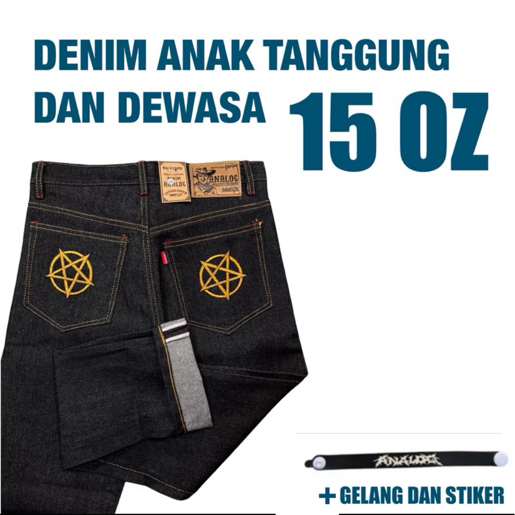 DENIM SELVEDGE ANALOG/SELVEDGE Celana Denim Selvedge 15oz untuk Remaja Pria Model Analog Unsanforize