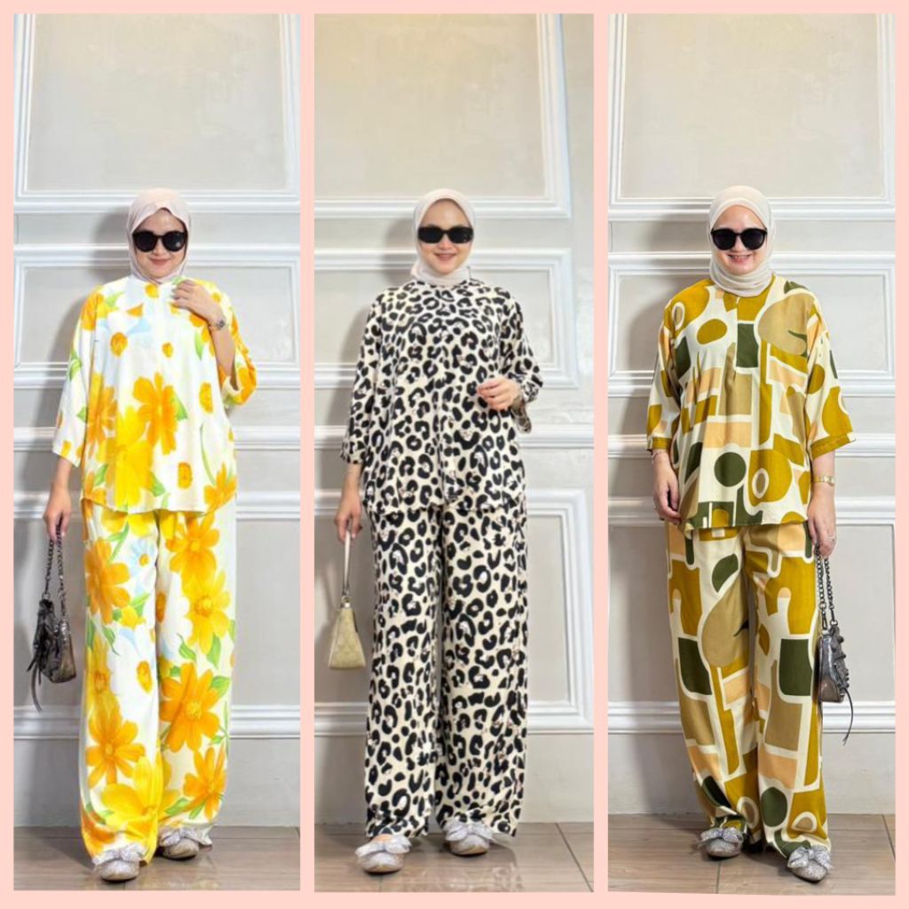 Set Lala jumbo new arrival/ setelan lengan 7/8/ setcel kulot motif tangan 3/4/ daily set jumbo busui