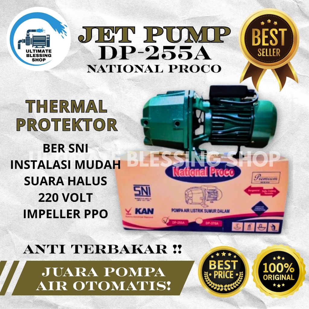 POMPA AIR | JET PUMP OTOMATIS SNI NATIONAL PROCO DP 255 A 30 meter |  DP-370A 40 meter | DABALTO DP-
