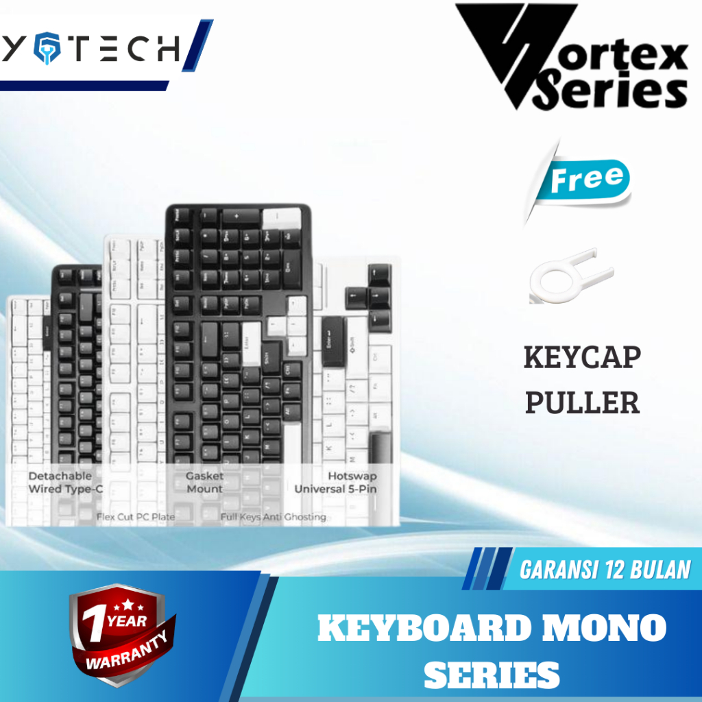 Vortexseries Vortex Mono Series V1/V2 Wired Gasket Mount Mechanical Keyboard 65% / 75% / 87% / 100% 