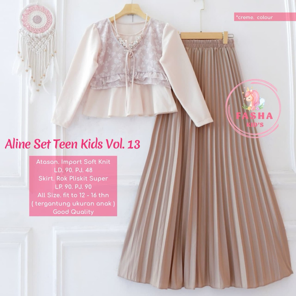 ((JR_KIDS)) Baju Muslim Setelan Trend Lebaran Aline V.12 Set Teen Kids Terbaru By Fasha