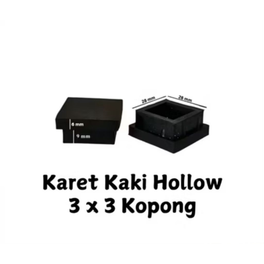 karet kaki hollow 3×3 kopong alas kaki meja kursi rak besi hollow