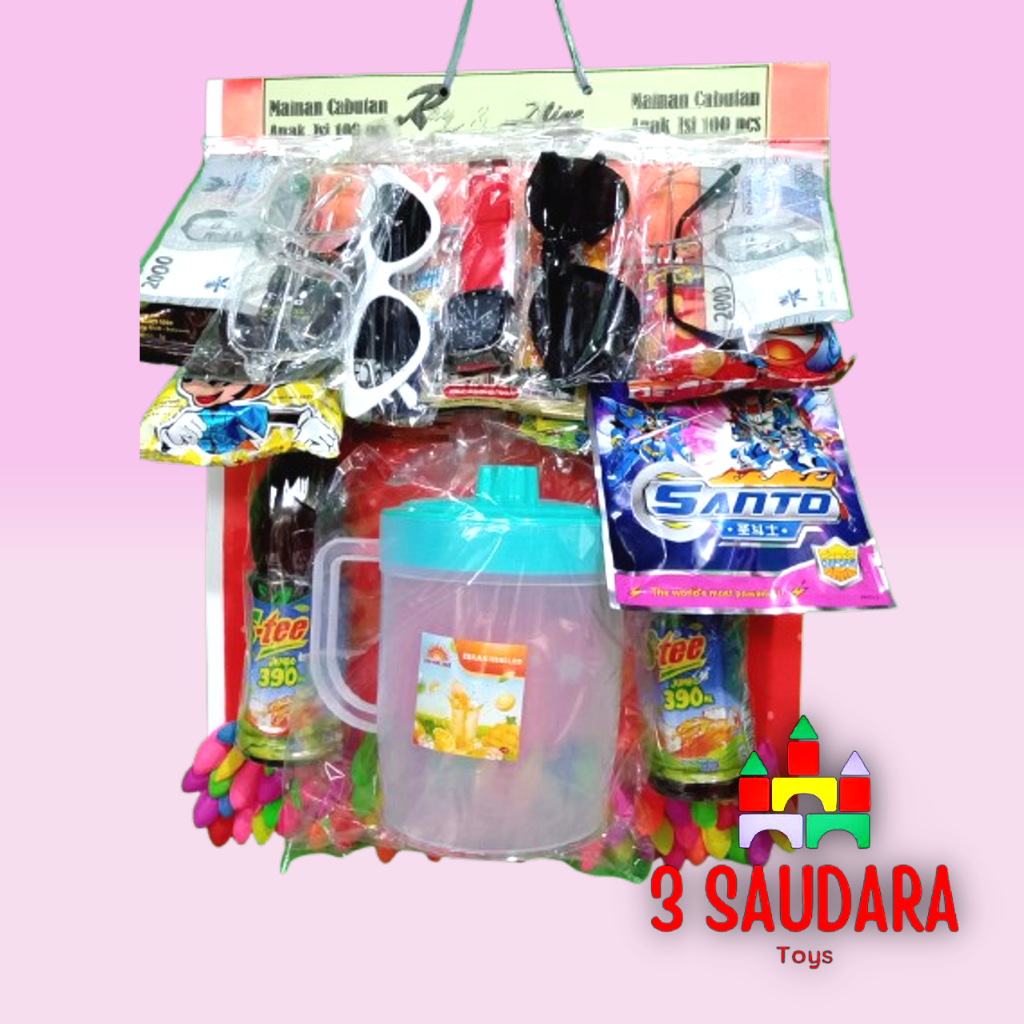 Lotre Mainan balon cabutan berhadiah isi 100 pcs. Hadiah Jam Tangan Kacamata