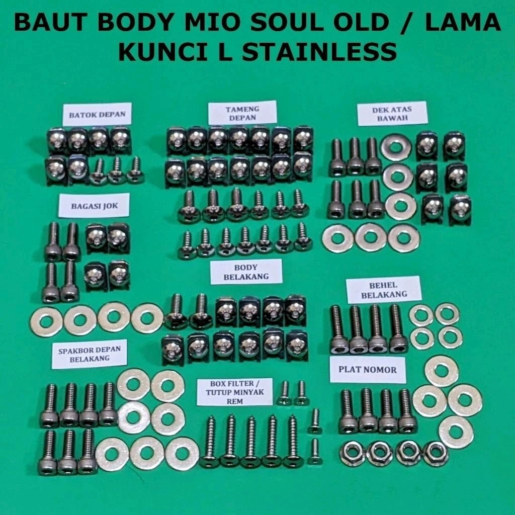 Baut Body Mio Soul Old / Lama Kunci L Stainless Asli