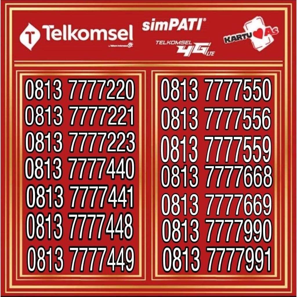 Nomor Cantik 11Digit 0813 7777979, 0813 7777676