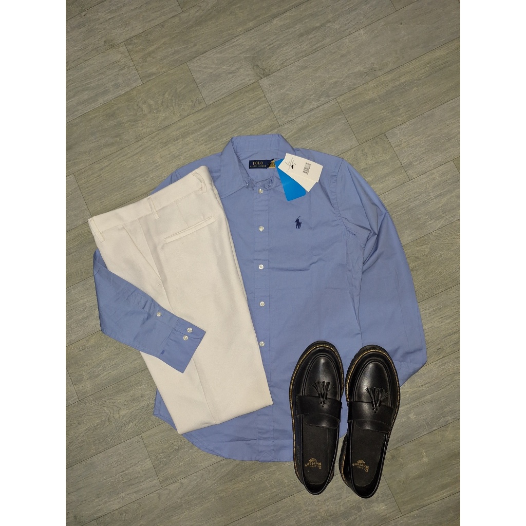 New Kemeja Soft Blue Polo Ralph Lauren Pria Wanita Cotton Original