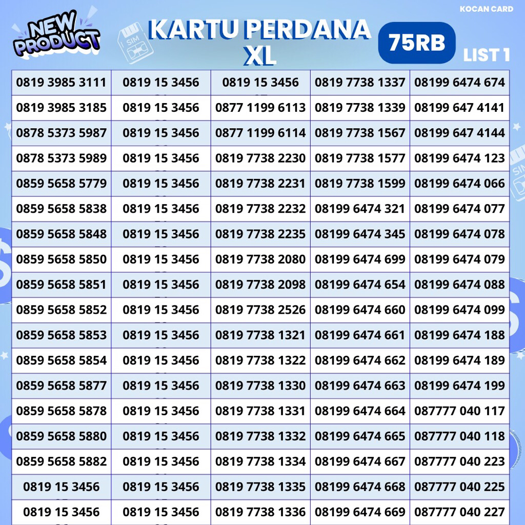 Nomor Cantik XL Perdana 75.000 Rb.