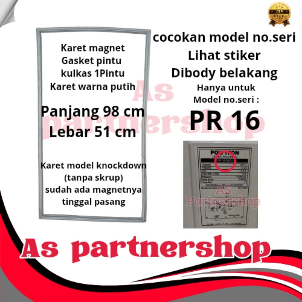karet magnet pintu gasket kulkas polytron 1pintu pr16 & pr18 original