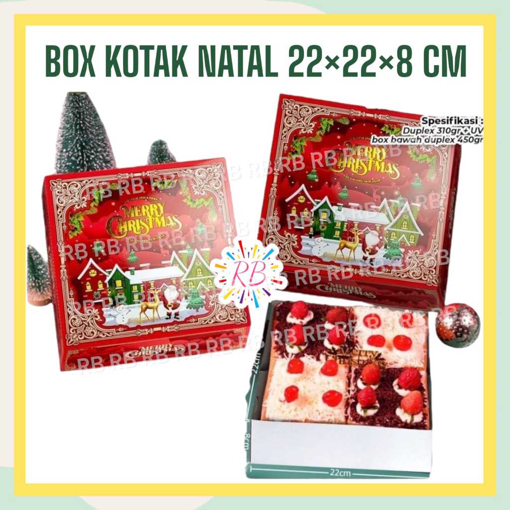 Box NATAL KOTAK 22x22x8 CM / Kotak Kue Natal / Box Merry Christmas / Hampers Natal